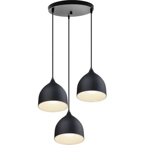 U-DO Lustre Illuminé design Vintage 3 Têtes Suspension Luminaire Cage en Métal décoration Café Balcon (1/4)