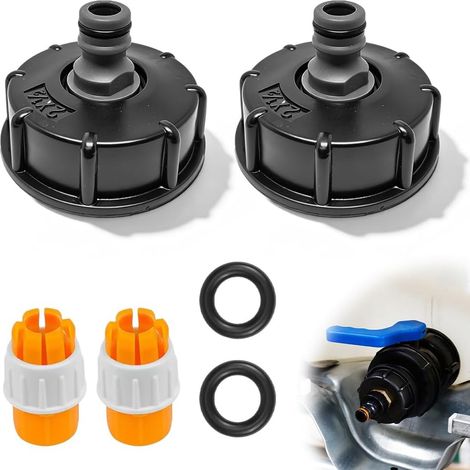2 Pièces Bouchon de Réservoir IBC, S60x6 IBC Raccord Avec Adaptateur Mamelon 1/2" Bouchon de Réservoir Convient pour Raccorder Le Tuyau de Jardin réservoirs d'eau de pluie raccord de tuyaux (1/5)