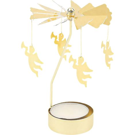 Bougeoir Carrousel Ange Bougeoir Rotatif Cadeau de Nouvel an Carrousel Noel 8  13 cm Photophore Bougie Doré pour Saint Valentin Noël Mariages Fêtes et la Décoration Intérieure (1/5)