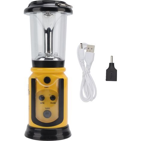 Radio lampe poche à manivelle – jaune – haut-parleur intégré – urgence – maison / randonnée (1/5)