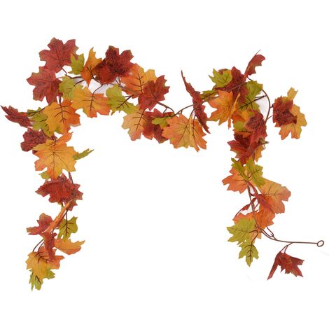 Dekorative künstliche Ahorngirlande, Herbstblätter für Thanksgiving und Halloween, doppelte Ahornblatt-Ranke aus Rattan Typ A (1/5)