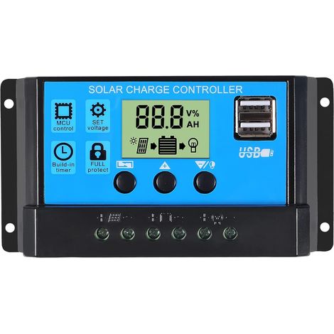 Ulisem 12V/24V 30A PWM Solarpanel Laderegler LCD Display Dual P