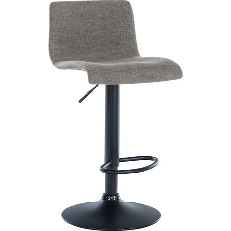 Taburete de bar x1 diseño sencillo con reposapiés en tela gris claro patas de metal negro 100004558 (1/5)