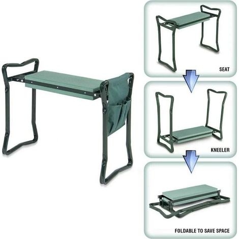 VURAHOME -Tabourets de jardinage Kneeler Siège de jardin Pliant Jardinier Banc Jardin Kneeler avec sacs à outils - Vert (1/3)