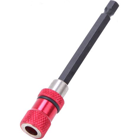 Porte-embout de tournevis en acier inoxydable rouge, rallonge magnétique à dégagement rapide de 6,35 mm (1/4 pouce), 100 mm (1/5)