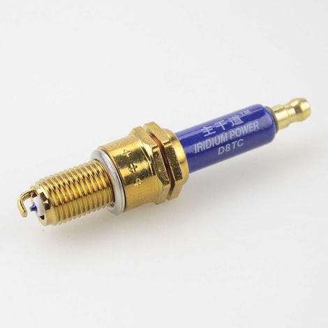 4-piece D8TC blue iridium spark plug replacement kit for motorcycles, mopeds, and go-karts. (1/4)