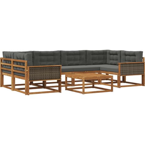 Outdoor Sofa Set with Cushion 7 pcs Natural and Anthracite vidaXL (1/5)