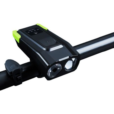 Ensemble de phares de vélo à induction 4000mAh Phare intelligent rechargeable par USB avec klaxon 800 lumens LED Lampe de vélo Lampe de poche pour vélo 1pcs (Vert)