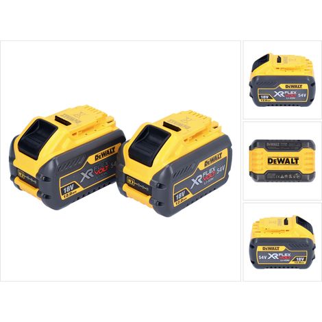 DeWalt 2x Baterías DCB 548 18 V / 54 V máx. 12 Ah / 12000 mAh Li-Ion XR FLEXVOLT - con indicador de nivel de carga