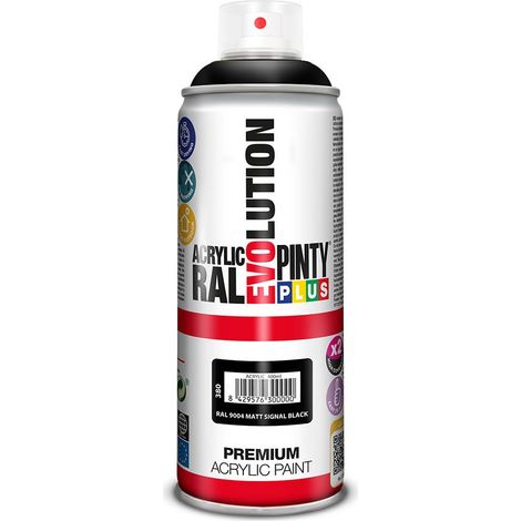 Premium-Sprühfarbe PintyPlus Evolution RAL 9004 Intensives mattes Signalschwarz 520 ml