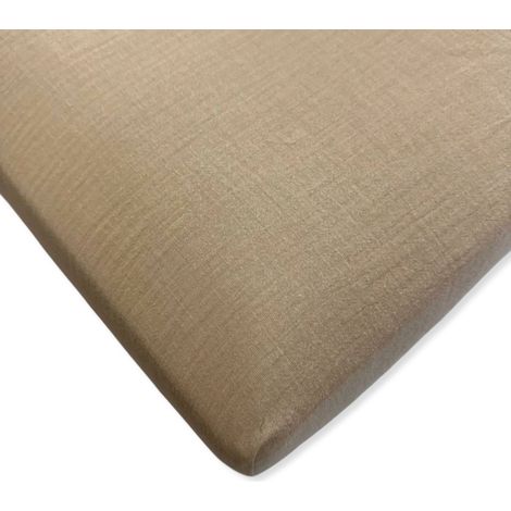 Beige Musselin-Spannbettlaken für ein Kinderbett, 120 x 60 cm, 100 % Baumwolle, mit Spannband, poliertes Produkt