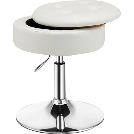 360° Swivel Bar Stool w/ Lid Tufted Vanity Stool Height Adjustable Dining Chair (1/5)