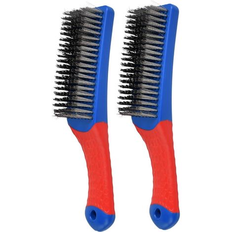 Lot de 2 Brosses Métalliques en Acier Inoxydable Brosses de Nettoyage Manuelles, Brosse en Acier avec Manches 165 mm, Brosse Grattoirs en INOX, Outils de Nettoyage pour Barbecues et Ateliers (1/5)