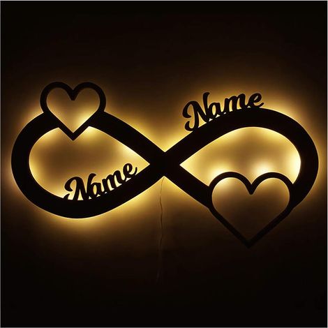 (30 cm x 10 cm x 4,5 cm) Infinity LED-Wanddekoration mit Herzen – Romantisches Geschenk für Paare (personalisierbar) (1/4)