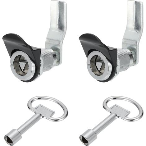 Triangle Cam Serrure 1-1/4" Chromé Plaqué 2 Pcs avec grandes clés (1/5)