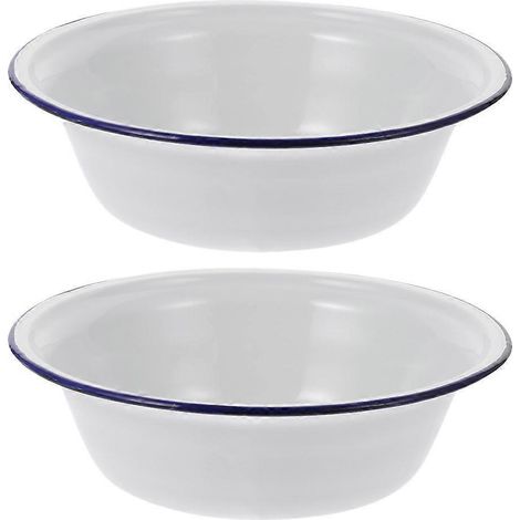 Lot de 2 bols à soupe émaillés pour la maison, ustensiles de cuisine pratiques.-14X14X4CM-White (1/3)