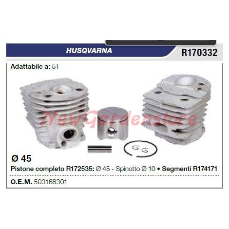 Cilindro pistone segmenti HUSQVARNA motosega 51 R170332