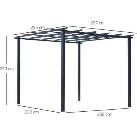 Pavillon de rosiers Outsunny, arche de plantation robuste servant de support pour les plantes grimpantes, métal résistant aux intempéries, noir, 2,97 x 2,95 x 2,3 m pour jardin et terrasse (1/5)