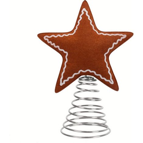 décoration étoile festive en feutre - Décoration de sapin de Noël en métal et feutre avec détails dorés, idéale pour les décorations de fêtes. (1/5)