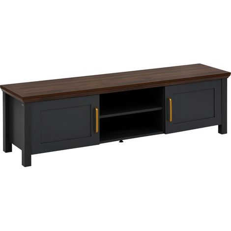 Meuble TV avec 2 portes en MDF gris (1/5)