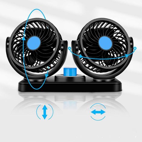 Ventilateur double tête pour voiture 12V 10W, circulation d'air frais, prise allume-cigare, refroidissement électrique silencieux, portable et puissant. (1/4)