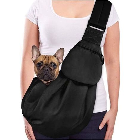Dog carrier bag – Adjustable shoulder strap 45-90 cm – Soft and breathable cotton – Max load 5 kg – Integrated zippered pocket (1/5)