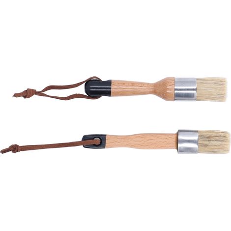 Lot de 2 pinceaux à peinture pour meubles avec manche en bois, pour la décoration intérieure et le cirage. (1/5)