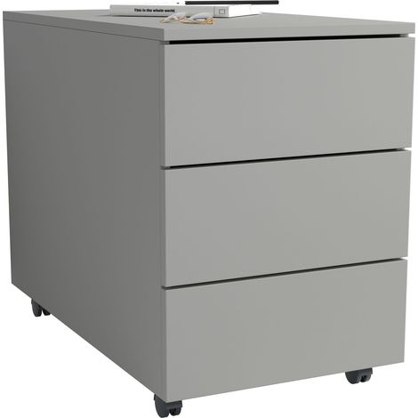 Ebuy24 – Contenitore laterale con 3 cassetti – Dimensioni A. 55 x L. 39 x T. 70 cm – Cassetti gripless push-to-open – Design elegante per ufficio (1/3)