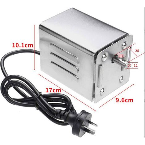 Moteur Tourne Broche de Barbecue Moteur Eléctrique en Acier Inoxydable Kit Rôtissoire Barbecue Charge Nominale 50-70kgF(EU Plug 220V)
