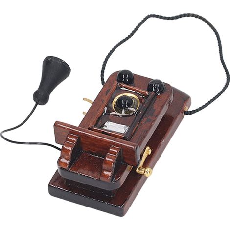 Téléphone miniature pour maison de poupée à l'échelle 1:12, téléphone mural vintage, décoration de téléphone mural pour maison de poupée. (1/5)