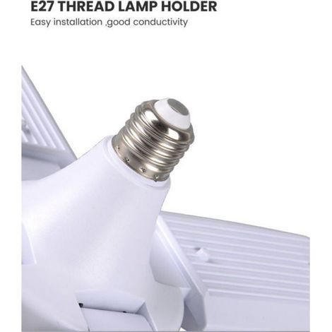 Lampe Garage - E27 - 60 W - 6500 K - Blanc Froid - Éclairage Plafond LED Réglable - Pour Atelier Garage Entrepôt Gymnase - 1 Pièce (1/4)