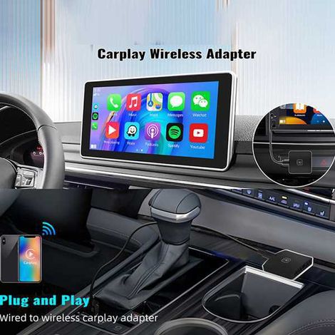 Wireless cross-border Android Auto CarPlay box wired to a wireless CarPlay smart navigation box integrated into the vehicle (1/5)