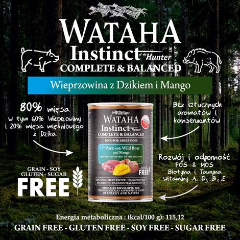 Wataha Instinct 80% maiale con cinghiale e mango 400 g (1/2)