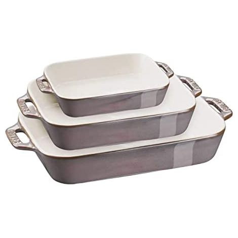 Staub Ceramic - Molde rectangular de cerámica (3 unidades), color gris (1/4)