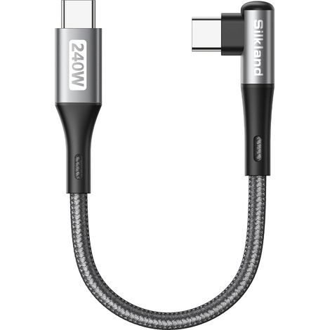 Câble USB-C vers USB-C Court 15CM Coudé [240W 48V/5A] PD3.1&QC4.0+ (1/5)
