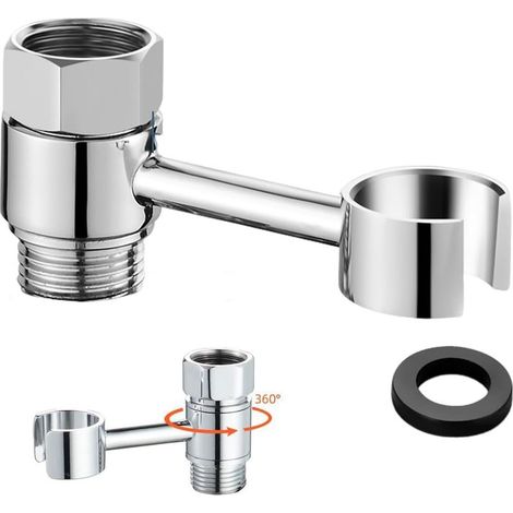 1 Support de pommeau de douche, laiton chromé, rotation 360 degrés, interface 20 mm, installation sans perçage, salle de bain (1/5)