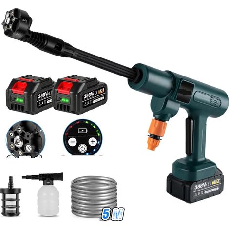 Pistolet à Mousse Professionnel 200Bar 3500W Brushless Electric High Pressure Washer 6-en-1 Car Wash Garden Water Gunfor 18V BatterySpray Gun (Color : Option 3, Size : Plug) (1/5)