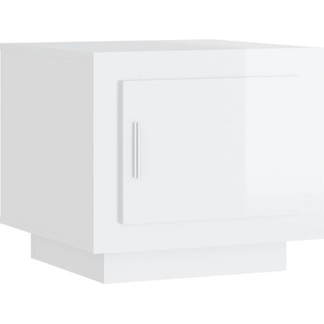 Tavolino con vano con anta design moderno e contemporaneo 51 x 50 x 45 cm legno ingegnerizzato bianco lucido DEC038107