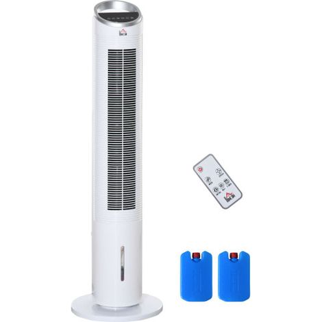 Climatiseur portable rafraîchisseur d’air sur pied 60W avec télécommande, humidificateur, minuterie 8h, oscillation 52°, réservoir 2L