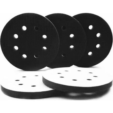 Tampons d’interface en mousse souple 125 mm – Lot de 5 pièces avec 8 trous, compatibles disques de ponçage et plaques de polissage (1/5)