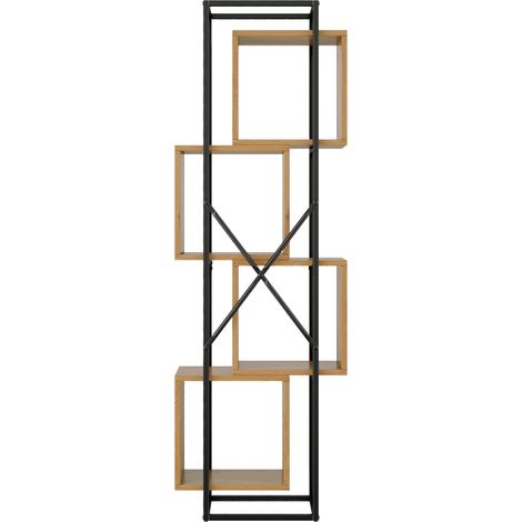 Standregal 59 x 30 x 180 cm mit 4 offenen MDF-Böden und Metallrahmen MODENUIT (1/5)