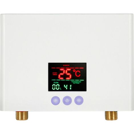 Chauffe-Eau Instantané 3KW Mini Chauffe-Eau Électrique Sans Réservoir Mural avec Affichage LED Réglage de la Température à 3 Niveaux Télécommande pour Maison Cuisine Salle de Bains (Blanc) (1/5)