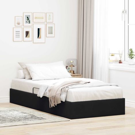 Ottoman Bettgestell mit Speicher Schwarz 90 x 190 cm Samt (1/5)