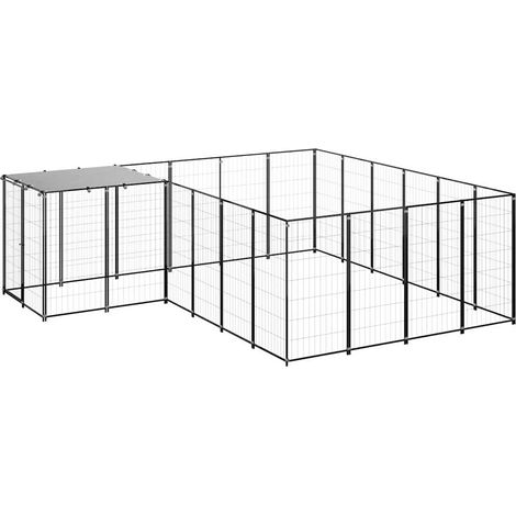 Maison Exclusive - Gabbia per Cani Nera 8,47 m² in Acciaio (1/5)