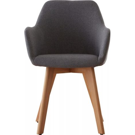 Interiors by Premier Grey Fabric Chair With Wood Legs, Backrest Dining Chair, Easy to Clean Accent Office Chair (1/5)