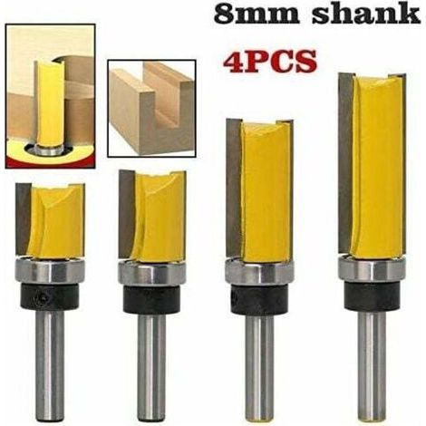 4PCS Fraise à copier, Routeur de Fraise à Bois queue 8mm lame 38mm en Acier Allié Haute Qualité pour travail du bois Massif/Panneau de Particules (1/4)