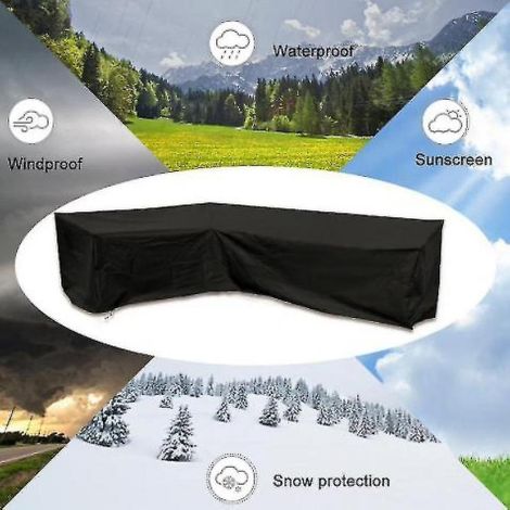 Housse de canapé d'extérieur ultra-résistante 100% imperméable 600d pour mobilier de jardin et de terrasse en forme de L (s2) (1/2)