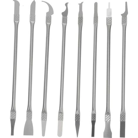 8 Pièces Téléphones Intelligents Outil De Voiture Outils De Suppression D'autocollants Outil De Retrait De Joint Autocollants Automobiles Spatule en Métal Rasoir Téléphone Portable (1/5)