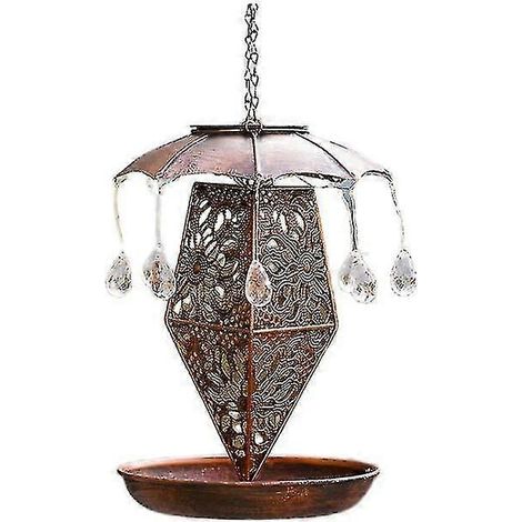Lampe solaire en fer forgé couleur cuivre - Structure creuse en maçonnerie - Décoration de jardin ou de cour (1/5)