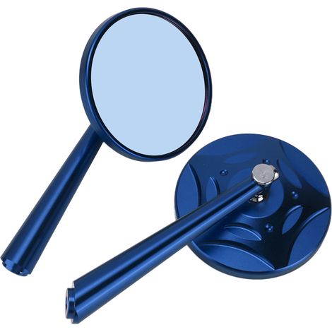 Universeller CNC-gefräster Retro-Motorradrückspiegel aus Aluminiumlegierung, 8 mm oder 10 mm Befestigungsdurchmesser, blau (1/5)